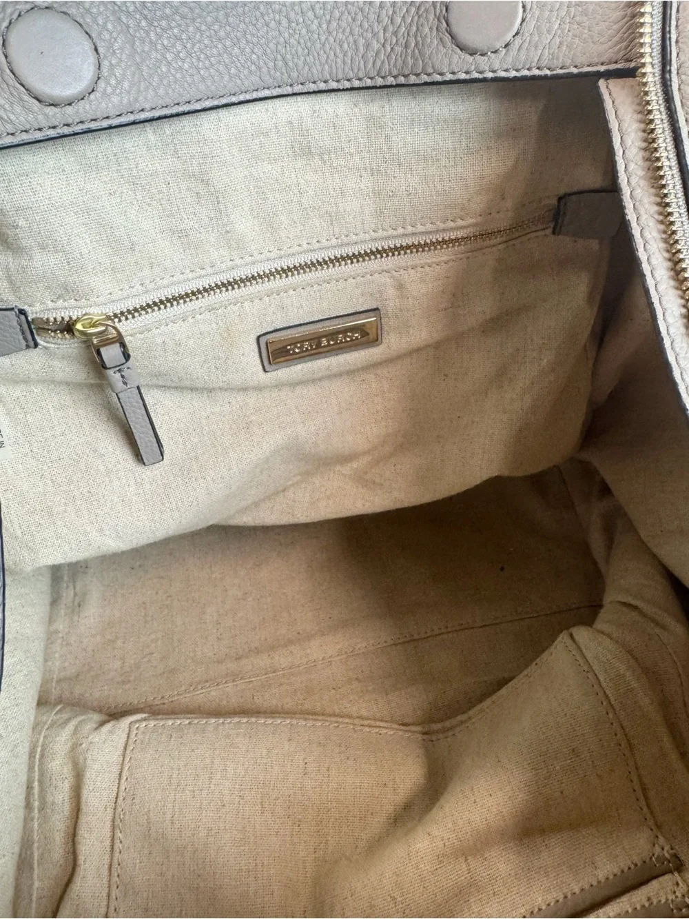 Tory Burch Half Moon Satchel French Gray IMMACULATE